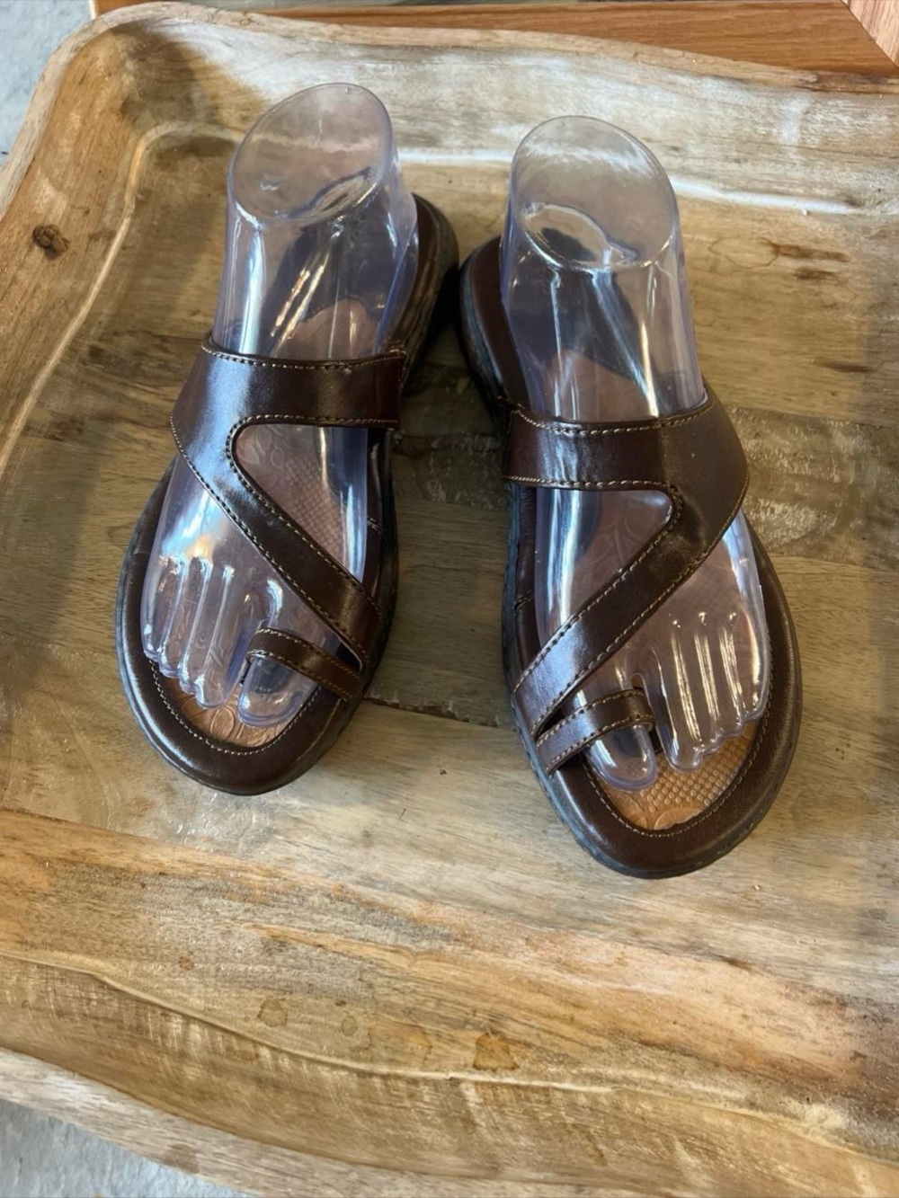boc Brown Leather Women's Slide Sandals